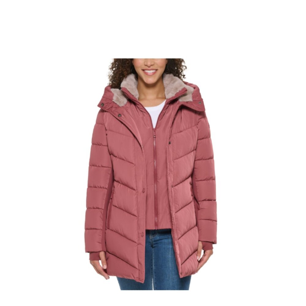 Andrew Marc Women's Parka Jacket with Faux Fur Lined Hood (Terra Rose, Small)